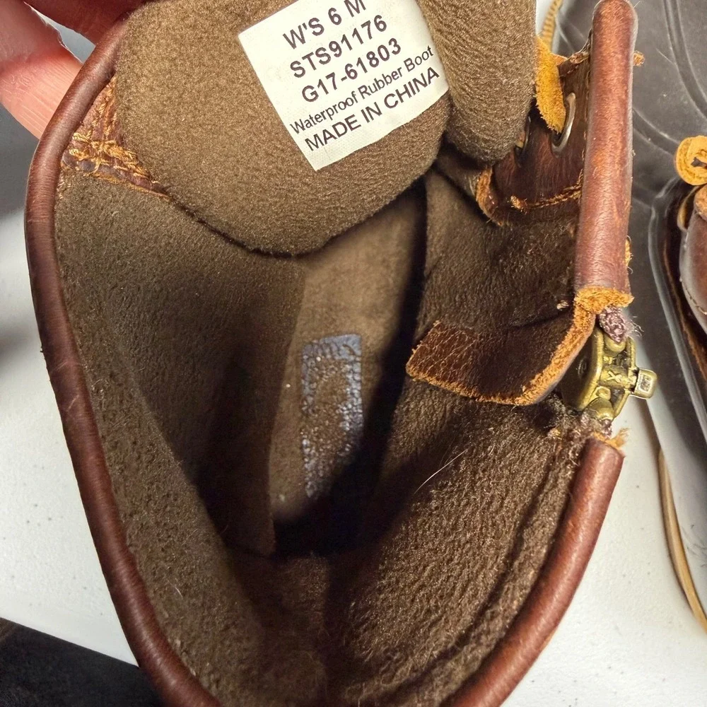 Sperry Saltwater Duck Boots 6 Brown‎ Leather Waterproof Side Zip STS91176